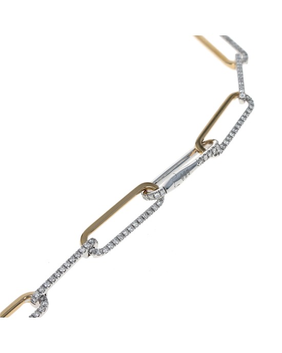A. Link 2 Tone Diamond Paperclip Necklace